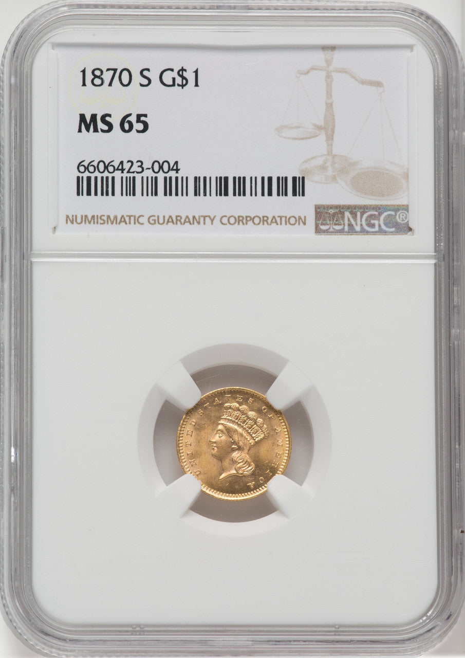 1870-S G$1 Gold Dollar NGC MS65