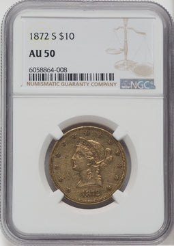1872-S $10 Liberty Eagle NGC AU50