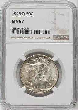 1945-D 50C Walking Liberty Half Dollar NGC MS67
