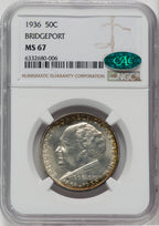 1936 50C Bridgeport CAC Commemorative Silver NGC MS67