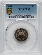 1869 5C Proof Shield Nickel PCGS PR67