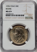 1935/34-S 50C Boone Commemorative Silver NGC MS67+