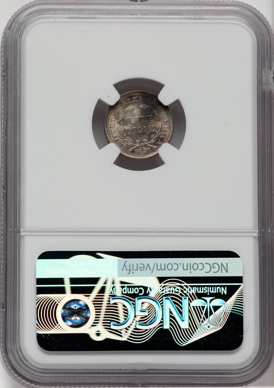 1857 H10C CAC NGC Plus Seated Half Dime NGC MS67+