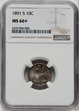 1891-S 10C NGC Plus Seated Dime NGC MS66+