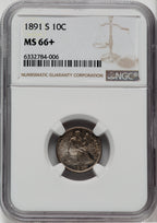 1891-S 10C NGC Plus Seated Dime NGC MS66+