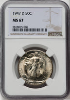 1947-D 50C Walking Liberty Half Dollar NGC MS67