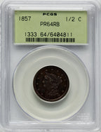 1857 1/2 C RB Proof Half Cent PCGS PR64