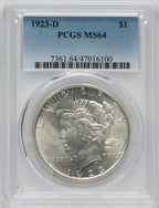 1923-D $1 Peace Dollar PCGS MS64