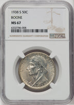 1938-S 50C Boone Commemorative Silver NGC MS67