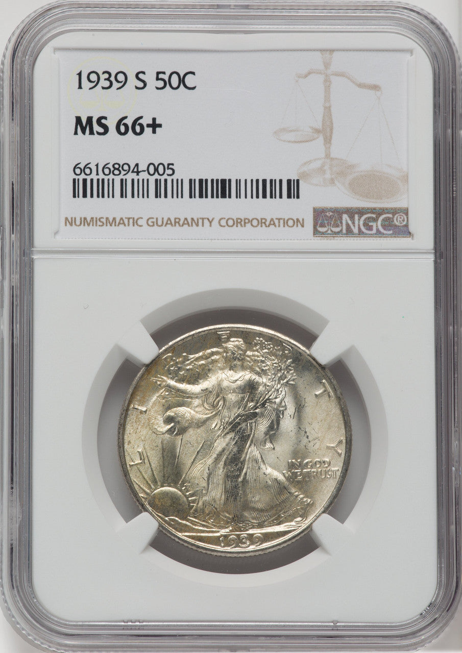1939-S 50C NGC Plus Walking Liberty Half Dollar NGC MS66+
