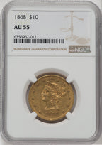 1868 $10 Liberty Eagle NGC AU55