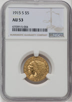 1915-S $5 Indian Half Eagle NGC AU53