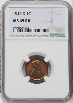 1915-D 1C RB Lincoln Cent NGC MS65