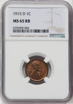 1915-D 1C RB Lincoln Cent NGC MS65
