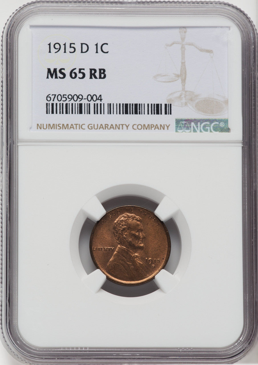 1915-D 1C RB Lincoln Cent NGC MS65