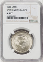 1953-S 50C Washington-Carver Commemorative Silver NGC MS67