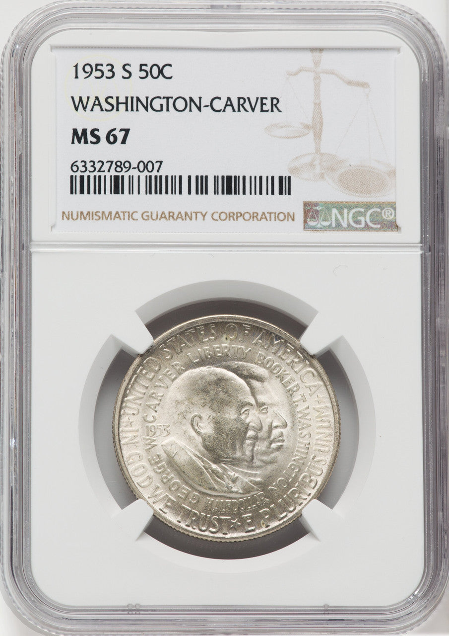 1953-S 50C Washington-Carver Commemorative Silver NGC MS67