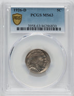 1926-D 5C Buffalo Nickel PCGS MS63