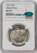 1937-D 50C Oregon CAC NGC Plus Commemorative Silver NGC MS67+