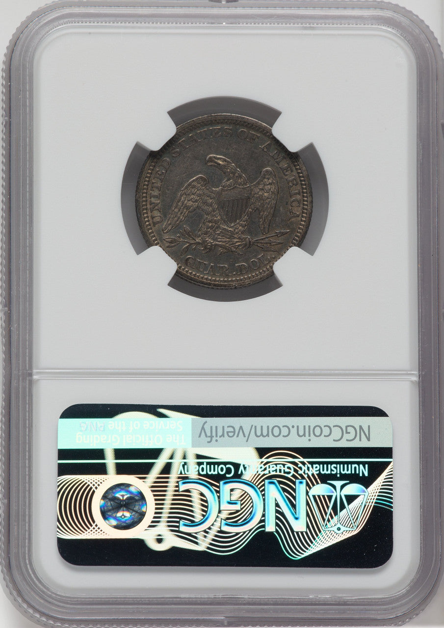 1865 25C Seated Quarter Details NGC AU50