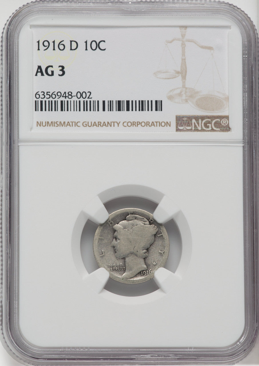 1916-D 10C Mercury Dime NGC AG03