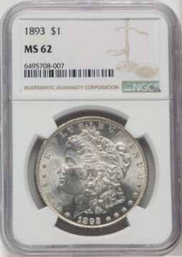 1893 $1 Morgan Dollar NGC MS62