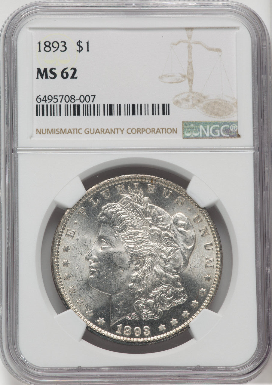 1893 $1 Morgan Dollar NGC MS62