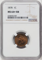 1878 1C RB NGC Plus Indian Cent NGC MS64+