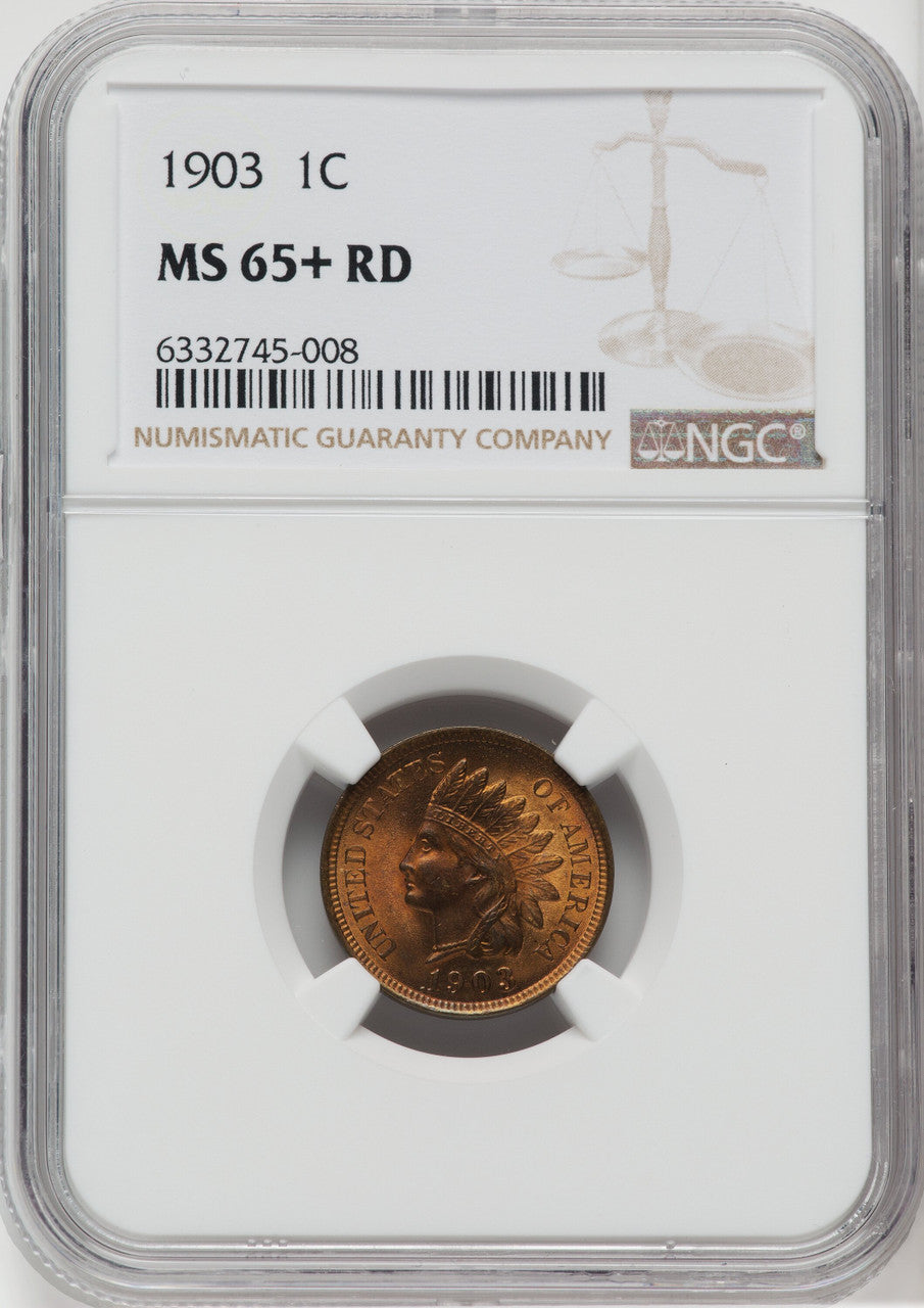 1903 1C RD NGC Plus Indian Cent NGC MS65+