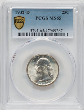 1932-D 25C Washington Quarter PCGS MS65