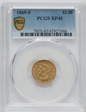 1869-S $2.50 Liberty Quarter Eagle PCGS XF45