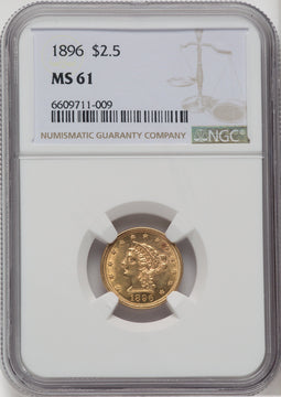 1896 $2.50 Liberty Quarter Eagle NGC MS61