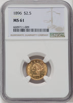 1896 $2.50 Liberty Quarter Eagle NGC MS61