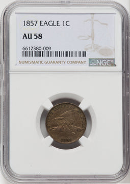 1857 1C Flying Eagle Cent NGC AU58
