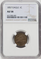 1857 1C Flying Eagle Cent NGC AU58