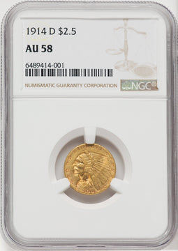 1914-D $2.50 Indian Quarter Eagle NGC AU58