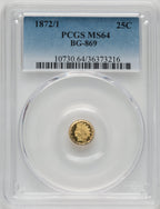 1872/1 25C BG-869 California Fractional Gold PCGS MS64