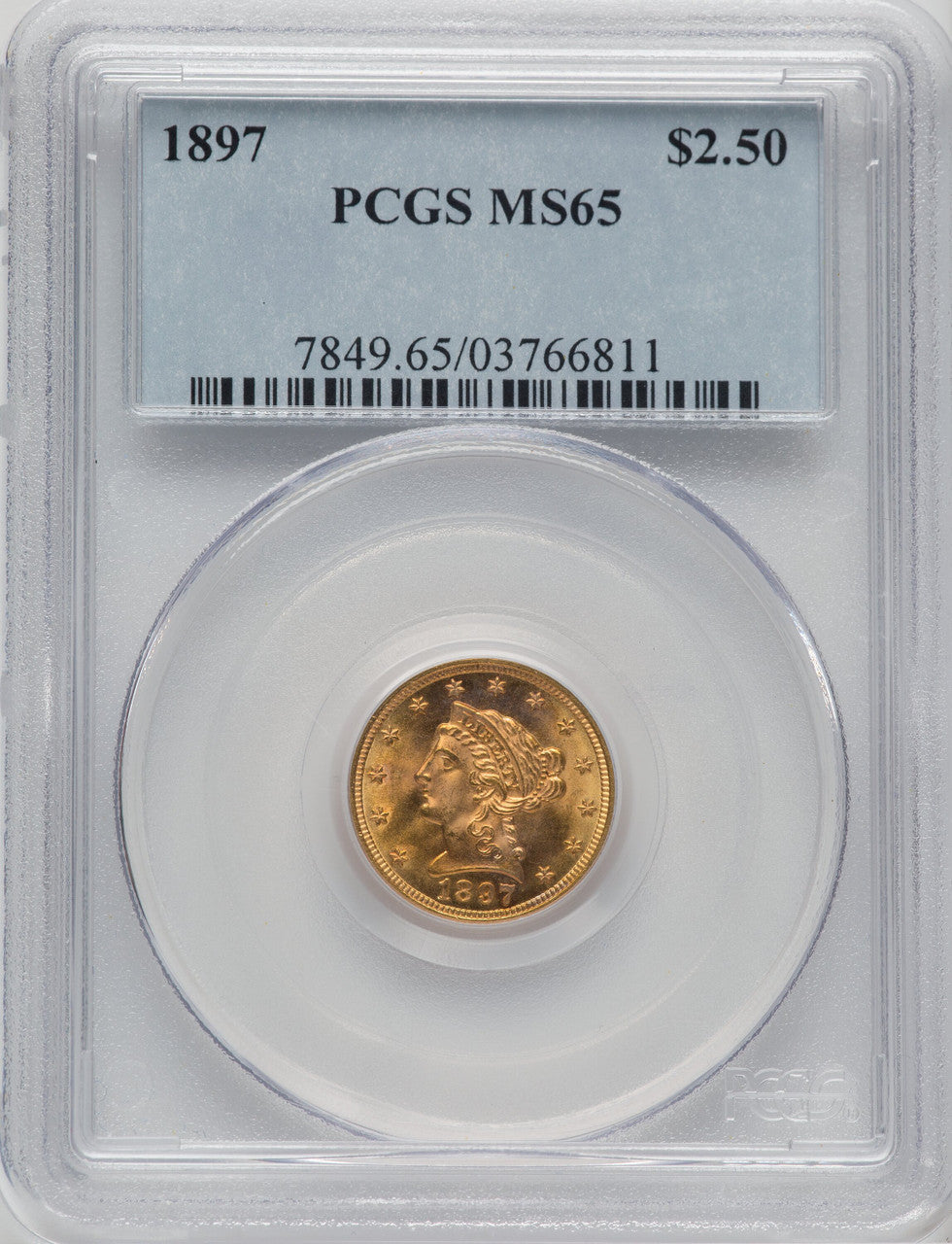 1897 $2.50 Liberty Quarter Eagle PCGS MS65
