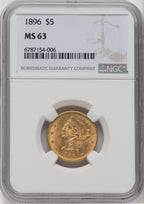 1896 $5 Liberty Half Eagle NGC MS63