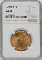 1910-S $10 Indian Eagle NGC MS64