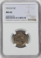 1914-D 5C Buffalo Nickel NGC MS65