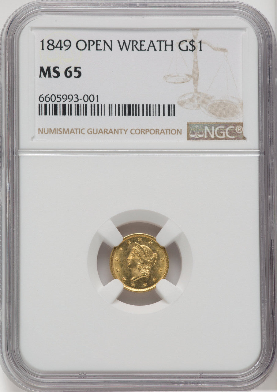 1849 G$1 Gold Dollar NGC MS65