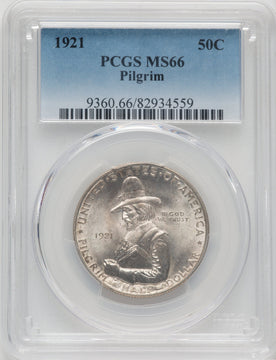 1921 50C Pilgrim Commemorative Silver PCGS MS66