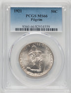 1921 50C Pilgrim Commemorative Silver PCGS MS66