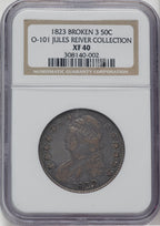 1823 50C Broken 3 O-101 Bust Half Dollar NGC XF40