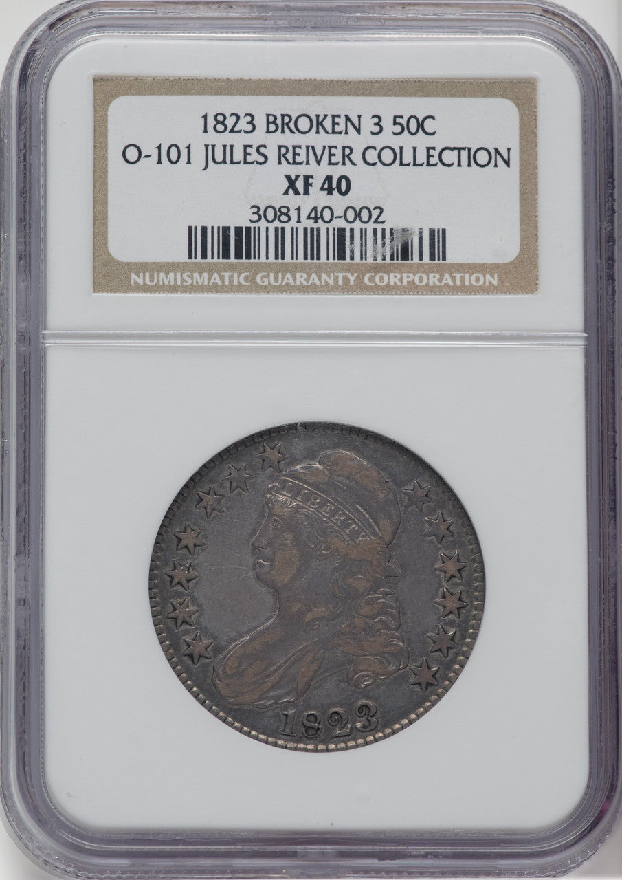 1823 50C Broken 3 O-101 Bust Half Dollar NGC XF40