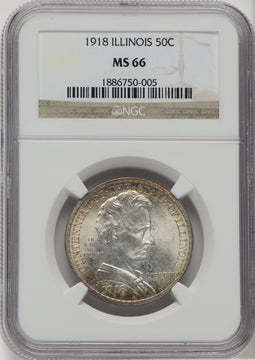 1918 50C Lincoln Commemorative Silver NGC MS66
