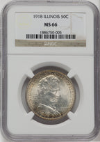 1918 50C Lincoln Commemorative Silver NGC MS66