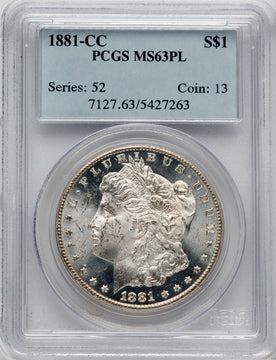 1881-CC $1 PL Morgan Dollar PCGS MS63