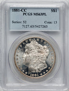 1881-CC $1 PL Morgan Dollar PCGS MS63